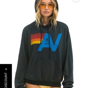 Aviator Nation Black Logo Hoodie Large